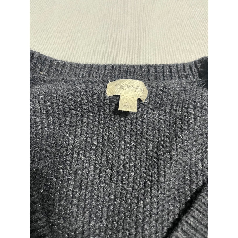 Crippen Womens‎ Navy Blue V Neck 100% Cotton Long Sleeve Textured Knit Sweater M - Picture 4 of 8